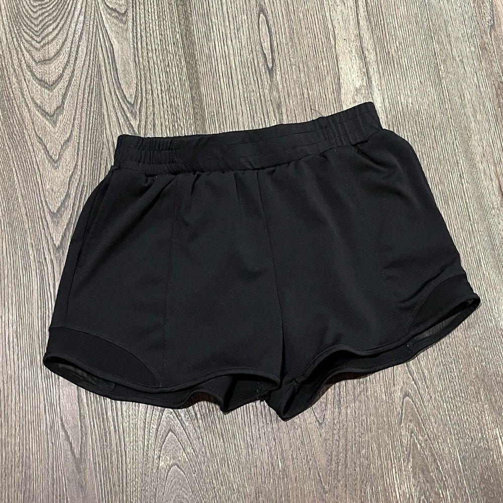 ShoSho Running Shorts Elastic High Waisted Pocket Mesh Panel Black Size Medium